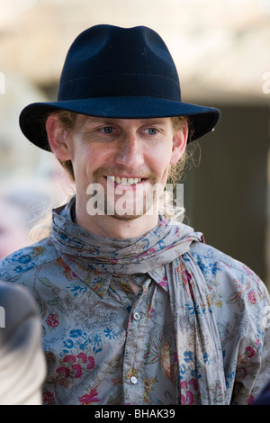 young man with hut in North Rhine-Westphalia, Germany Stock Photo