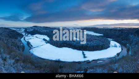 Wye Valley in Winter at Symonds Yat at Dawn. Herefordshire. England. UK. Stock Photo