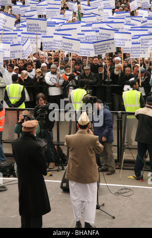 Rally against incitement & Islamophobia:  protested, in Trafalgar Square, against Prophet Muhammad caricatures on newspapers Stock Photo