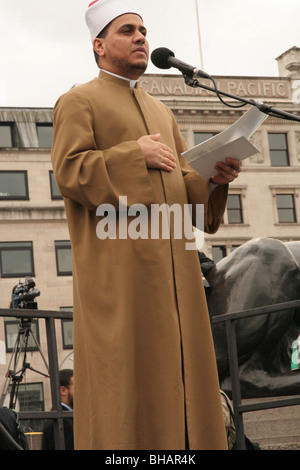 Rally against incitement & Islamophobia:  protested, in Trafalgar Square, against Prophet Muhammad caricatures on newspapers Stock Photo