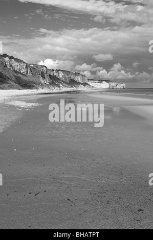 Black & White Photograph of Omaha Beach Sector Charlie, Vierville-sur-Mer, Normandy, France Stock Photo