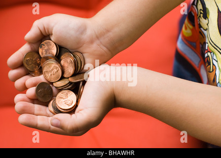 handful of coins Stock Photo