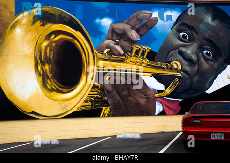 Part of the “Arkley Performing Arts” mural by Randy Spicer  Eureka  Humboldt County, California, United States Stock Photo