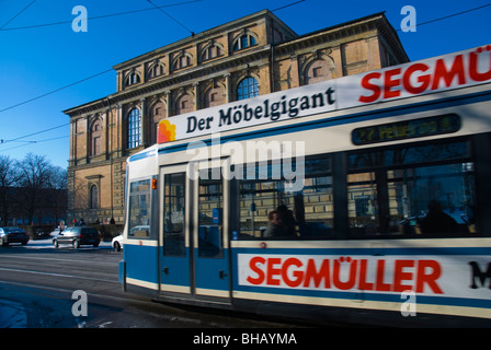 Tram Barer Strasse Schwabing Munich Bavaria Germany Europe Stock Photo