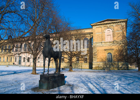 Horse statue in front of Alte Pinakothek museum Schwabing Munich Bavaria Germany Europe Stock Photo