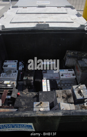 amenity tip & recycling, car battery collection point Stock Photo