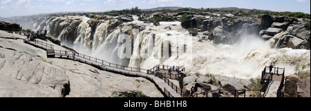 Panorama of the Augrabies Waterfall in the Orange River near Kakamas, Northern Cape Province, South Africa in flood Stock Photo