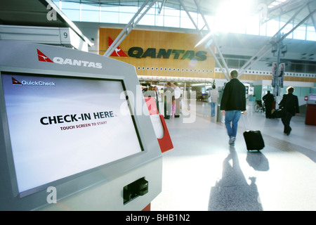 Qantas self check-in terminal at Sydney Airport Australia Stock Photo