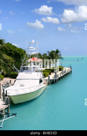 Florida Keys fishing boats in turquoise tropical blue waterway Stock Photo