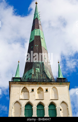 The 124m tall spire of Oleviste kirik (St Olav’s church), Tallinn, Estonia Stock Photo