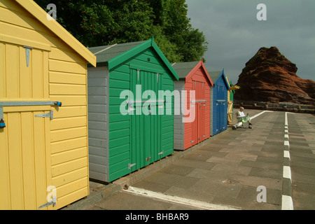 beach huts in Devon Stock Photo