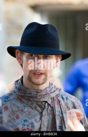 young man with hut in North Rhine-Westphalia, Germany Stock Photo