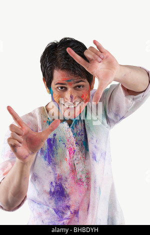 Man making framed gesture with his hands Stock Photo