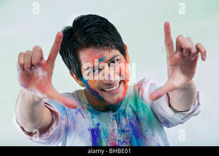 Man making framed gesture with his hands Stock Photo
