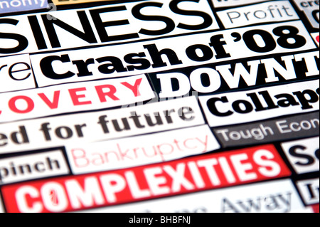 Current events headlines from newspapers and magazines Stock Photo