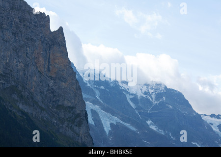 Jungfrau Mountain from Lauterbrunnen, Small Swiss Village in the Bernese Oberland Alps - Switzerland Stock Photo