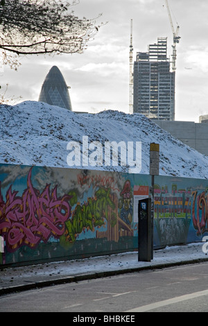 the city of london skyline seen from a wintry bethnal green Stock Photo