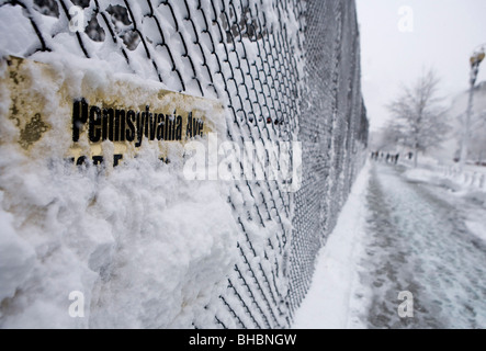 Snow scenes in Washington DC. Pennsylvania Avenue. Stock Photo