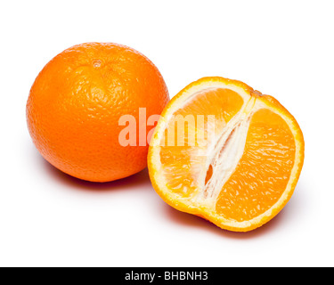 Oranges whole and halved Stock Photo