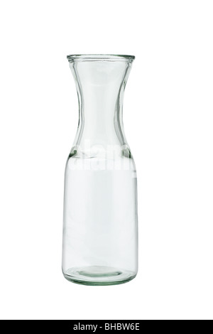 Tall transparent glass jug on white background Stock Photo