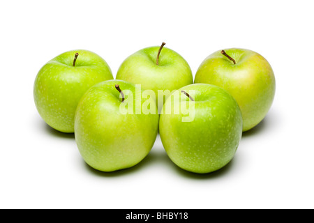 Green apples on white background Stock Photo