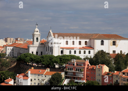 The da Graça church and the Miradouro from the castle Sao Jorge Stock Photo