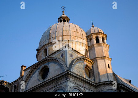 Venice, Veneto, Italy. Dome of the Chiesa di Santa Maria dei Miracoli, sunset. Stock Photo