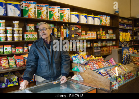 Elderly UK man 79 year old David Brown the proprietor of a corner shop. Brentwood Middlesex London. 2010 HOMER SYKES Stock Photo