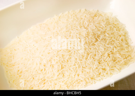 Fragrant Thai Jasmine Rice in a White Dish Stock Photo