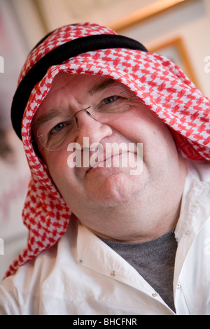 Man dressed-up as an oil baron on Ash Wednesday. Reykjavik Iceland Stock Photo