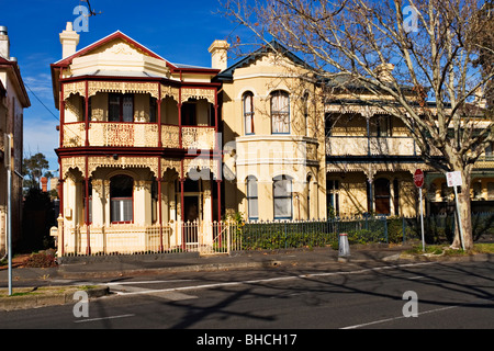 Architecture / Terrace houses located in the suburb of Flemington / Melbourne Victoria Australia. Stock Photo