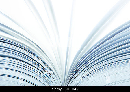 Macro of a open book with pages turning- selective focus Stock Photo