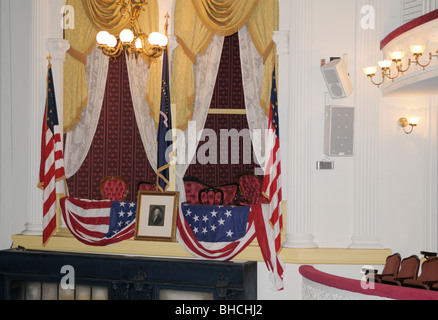 Ford's Theater, balcony where Abraham Lincoln sat when he was shot in 1865 Stock Photo