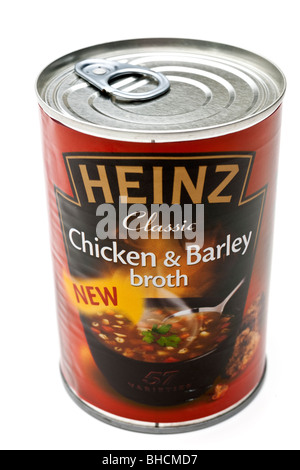 Can of Heinz Chicken and Barley broth Stock Photo