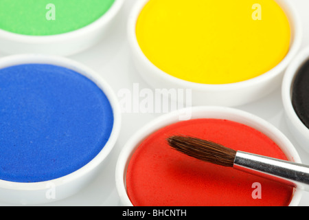 watercolours primary colors close-up Stock Photo