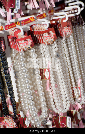 Pearl necklaces on display for sale in Mallorca, Spain Stock Photo