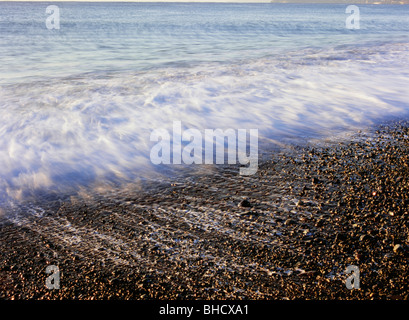 Waves receding from beach, Odawara, Kanagawa Prefecture, Japan Stock Photo