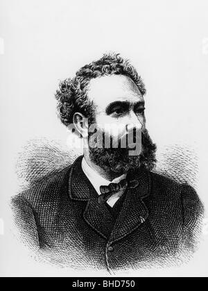 Verne, Jules, 8.2.1828 - 24.3.1905, French author / writer, portrait, wood engraving, 1870, Stock Photo