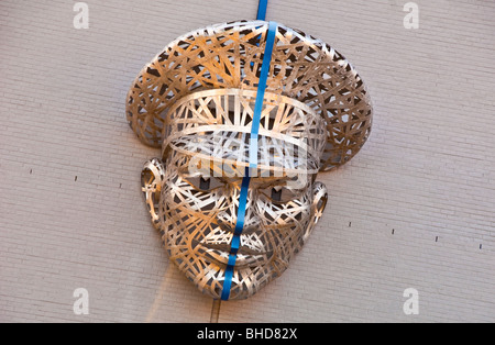 Policeman's head, a giant metal sculpture on side of Richmond Police Department headquarters building in Richmond, Virginia Stock Photo