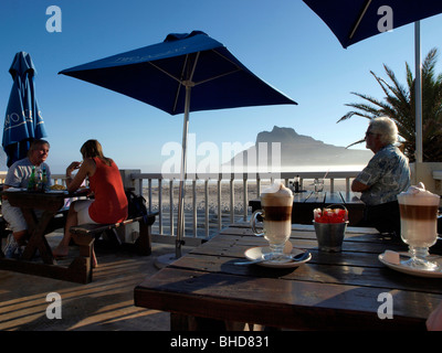 Balcony of Cafe Restaurant on Beach Front in Hout Bay Cape Peninsula South Africa Stock Photo