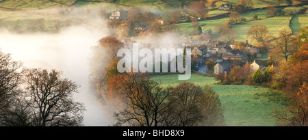 Elevated view over villge of Burnsall Stock Photo