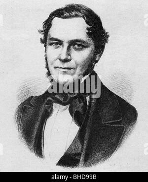 Bunsen, Robert Wilhelm, 30.3. 1811 - 16.8.1899, German chemist, portrait, wood engraving, , Stock Photo