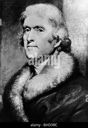Jefferson, Thomas, 2.4.1743 - 4.7.1826, third President of the USA 1801 - 1809, portrait, painting, , Artist's Copyright has not to be cleared Stock Photo