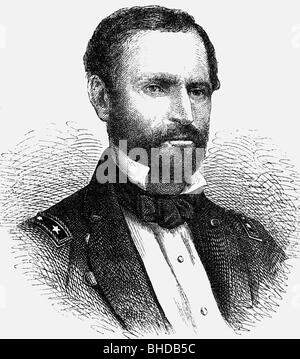 Sherman, William Tecumseh, 8.2.1820 - 14.2.1891, American general, portrait, wood engraving, 19th century, , Stock Photo