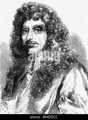 Huygens, Christiaan, 14.4.1629 - 8.7.1695, Dutch natural scientist, portrait, wood engraving, 19th century, Stock Photo