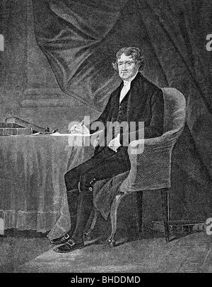 Jefferson, Thomas 2.4.1743 - 4.7.1826, US president, half length, steel engraving after painting by Chappel, Artist's Copyright has not to be cleared Stock Photo