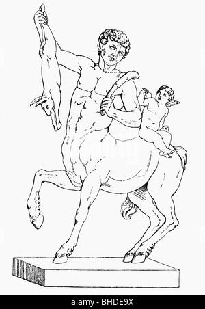 centaur, Greek mythical creature, full length, wood engraving, 19th century, after statue, Stock Photo