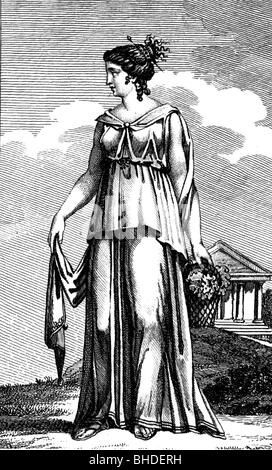 Ancient Greece. Female costume. Engraving 19th century. Color Stock ...