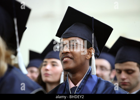 Black student at a graduation ceremony at Jacobs University in Bremen, Germany Stock Photo