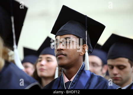 Black student at a graduation ceremony at Jacobs University in Bremen, Germany Stock Photo